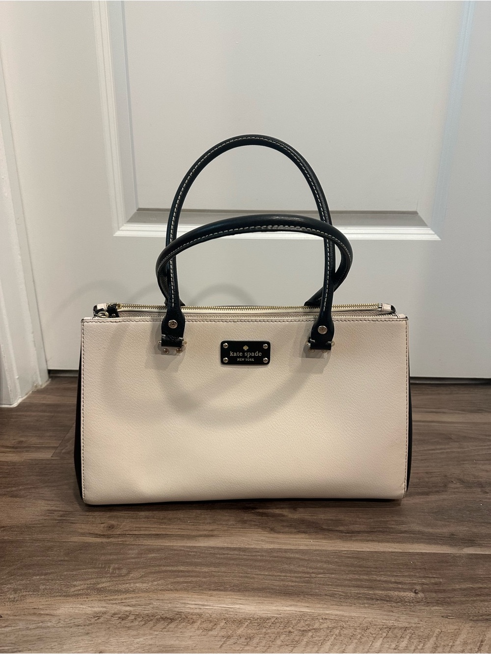 kate spade Cream Satchel with Black Handles